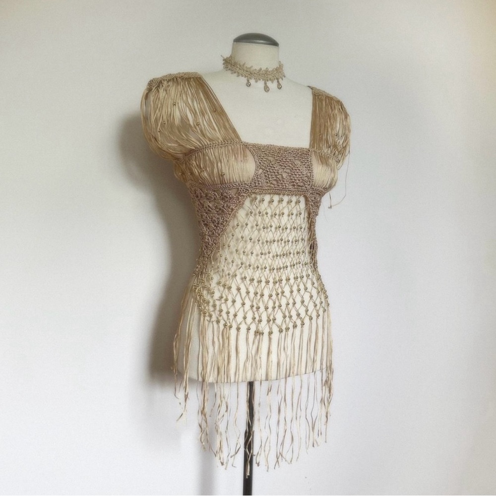 Handcrafted Beige Crochet Top